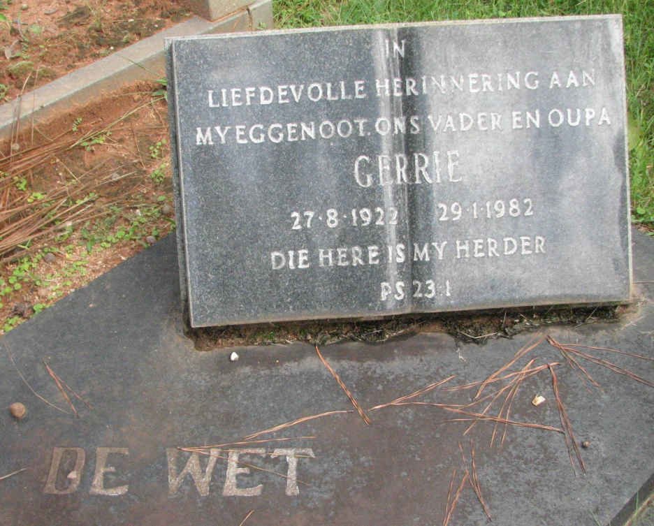 WET Gerrie, de 1922-1982