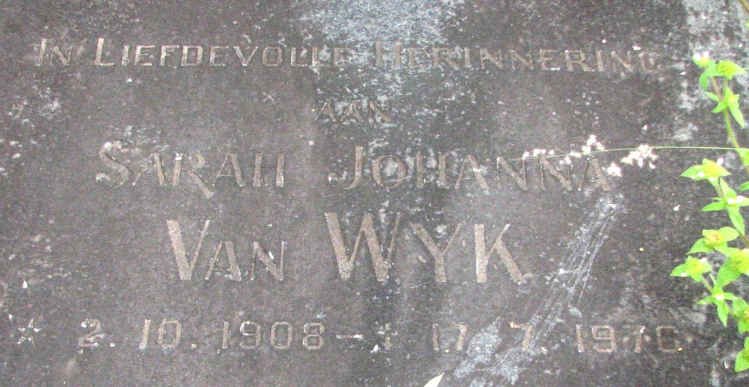 WYK Sarah Johanna, van 1908-1970