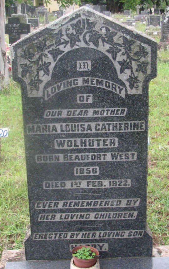 WOLHUTER Maria Louisa Catherine 1856-1922