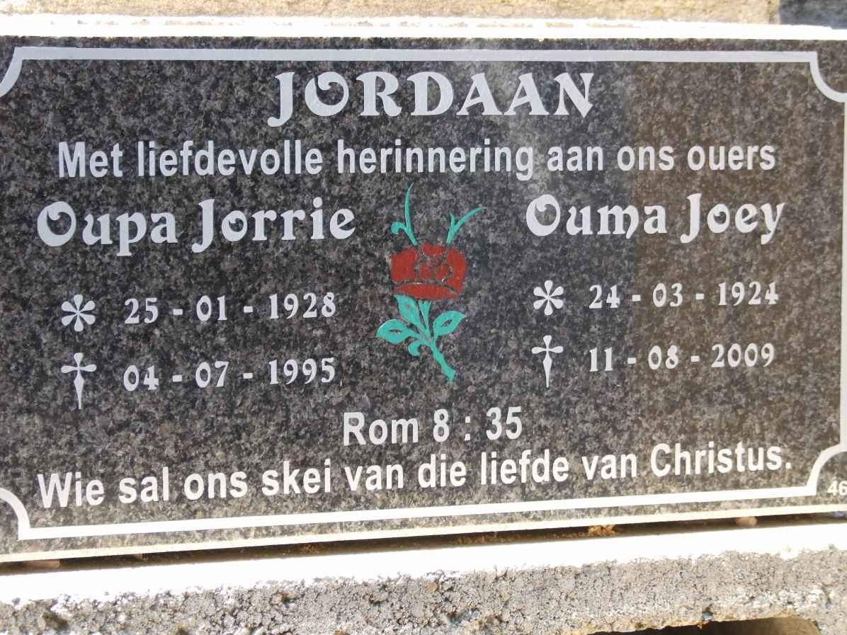 JORDAAN Jorrie 1928-1995 &amp; Joey 1924-2009