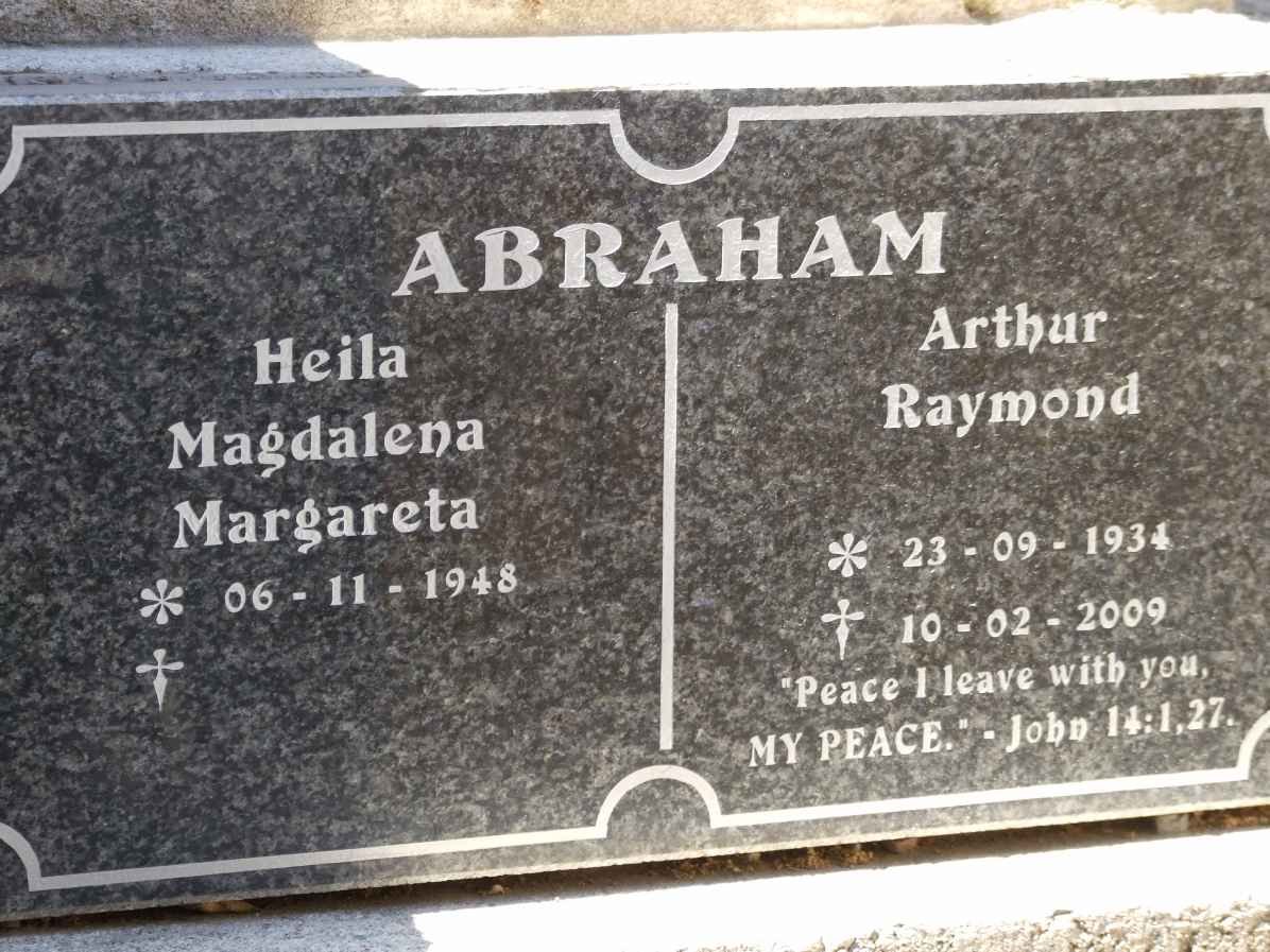 ABRAHAM Arthur Raymond 1934-2009 &amp; Heila Magdalena Margareta 1948-