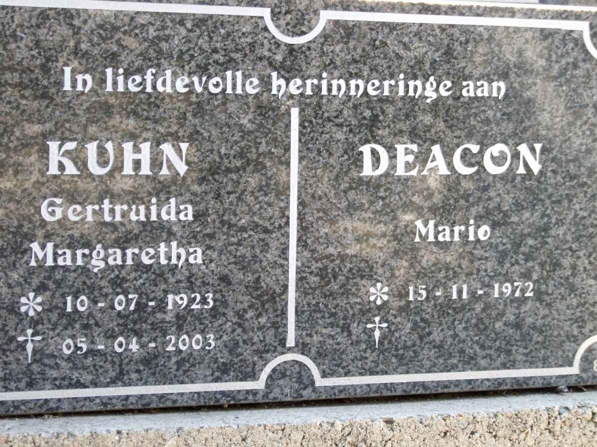 KUHN Gertruida Margaretha 1923-2003 :: Deacon Mario 1972-