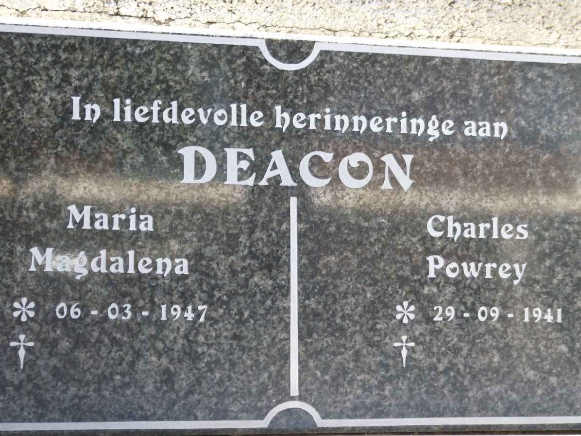 DEACON Charles Powrey 1941- &amp; Maria Magdalena 1947-