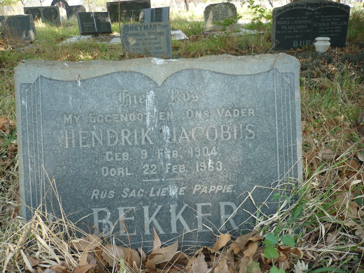 BEKKER Hendrik Jacobus 1904-1963