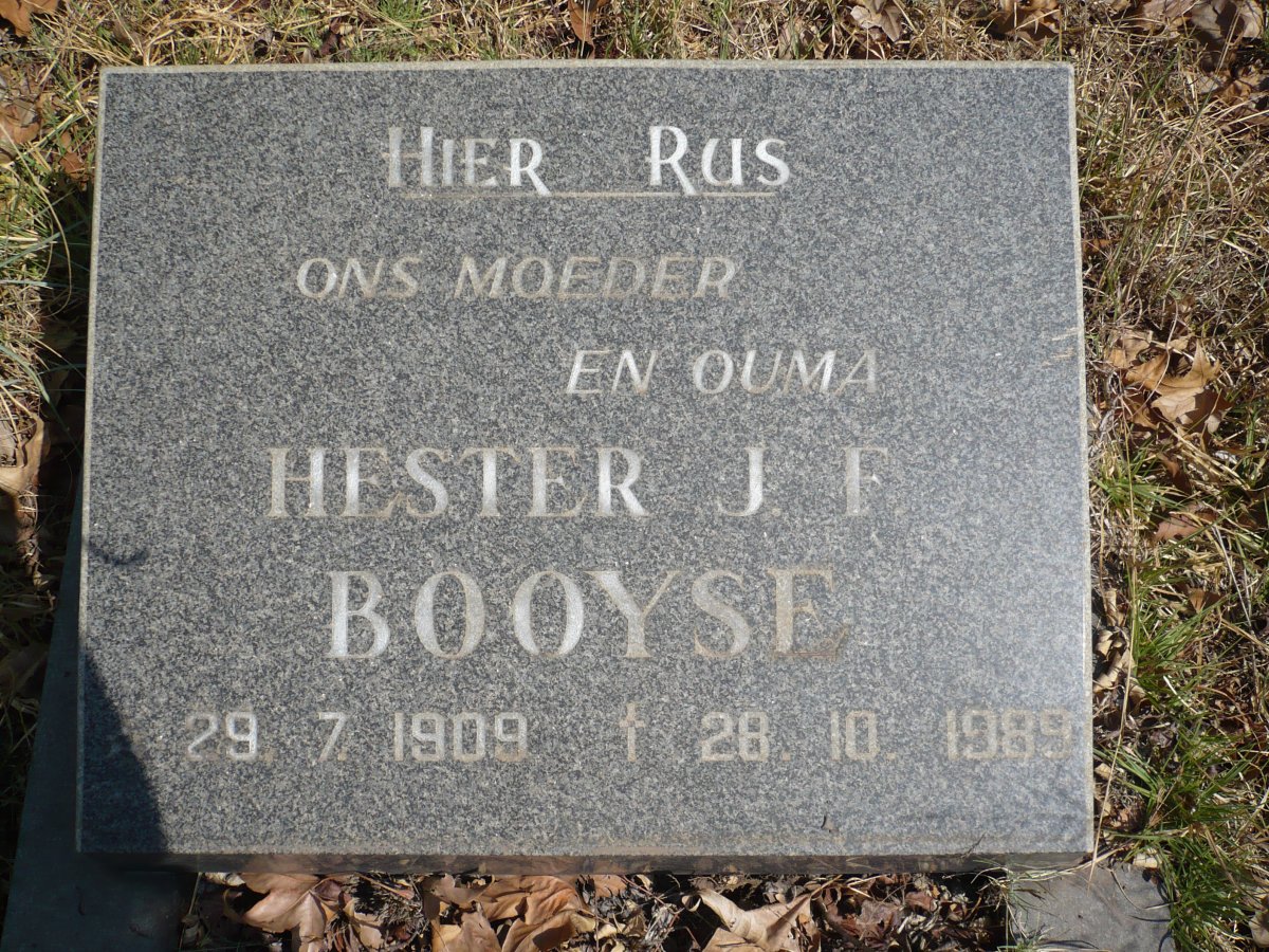 BOOYSE Hester J.F. 1909-1989