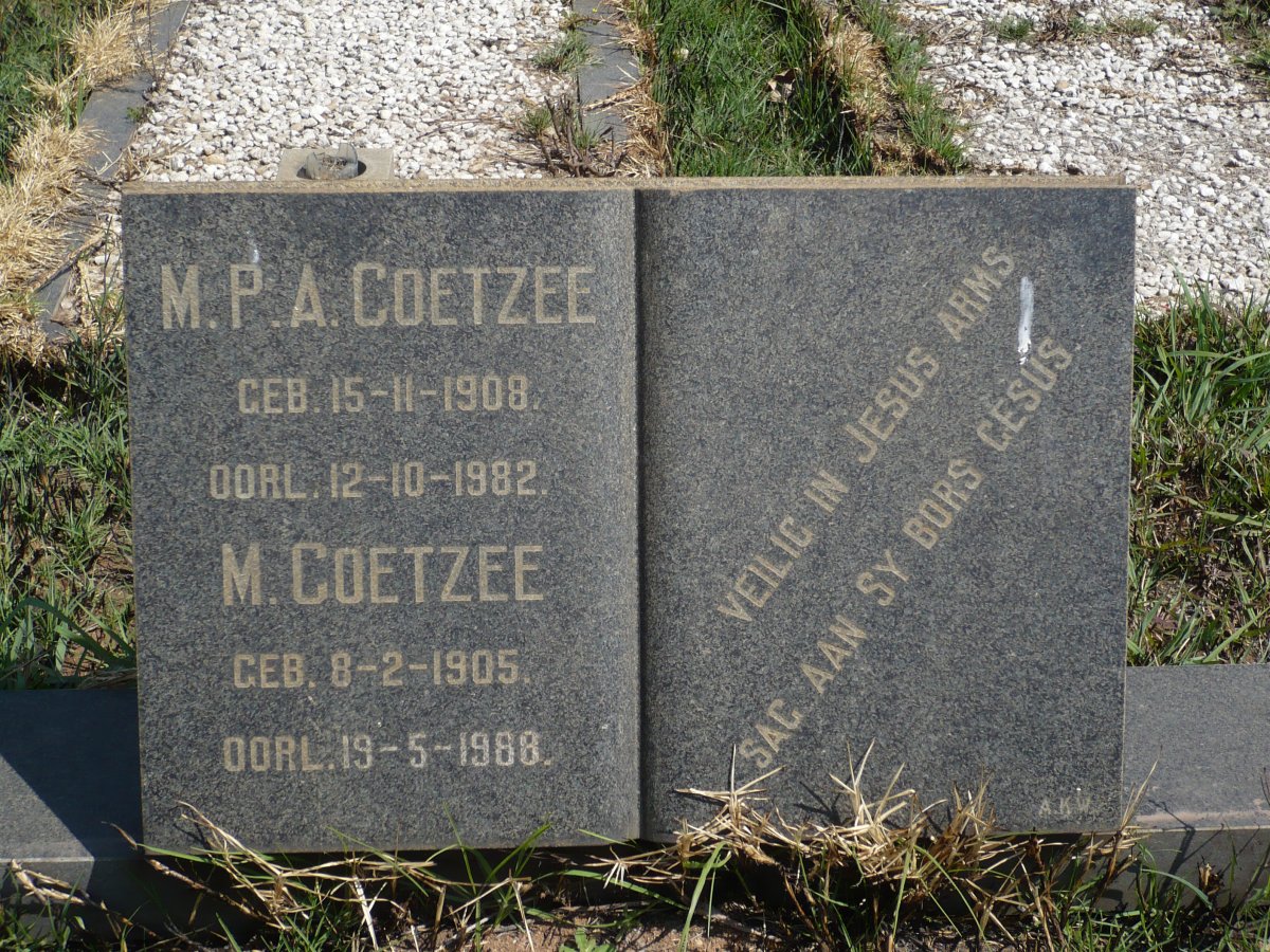 COETZEE M.P.A. 1908-1982 &amp; M. 1905-1988