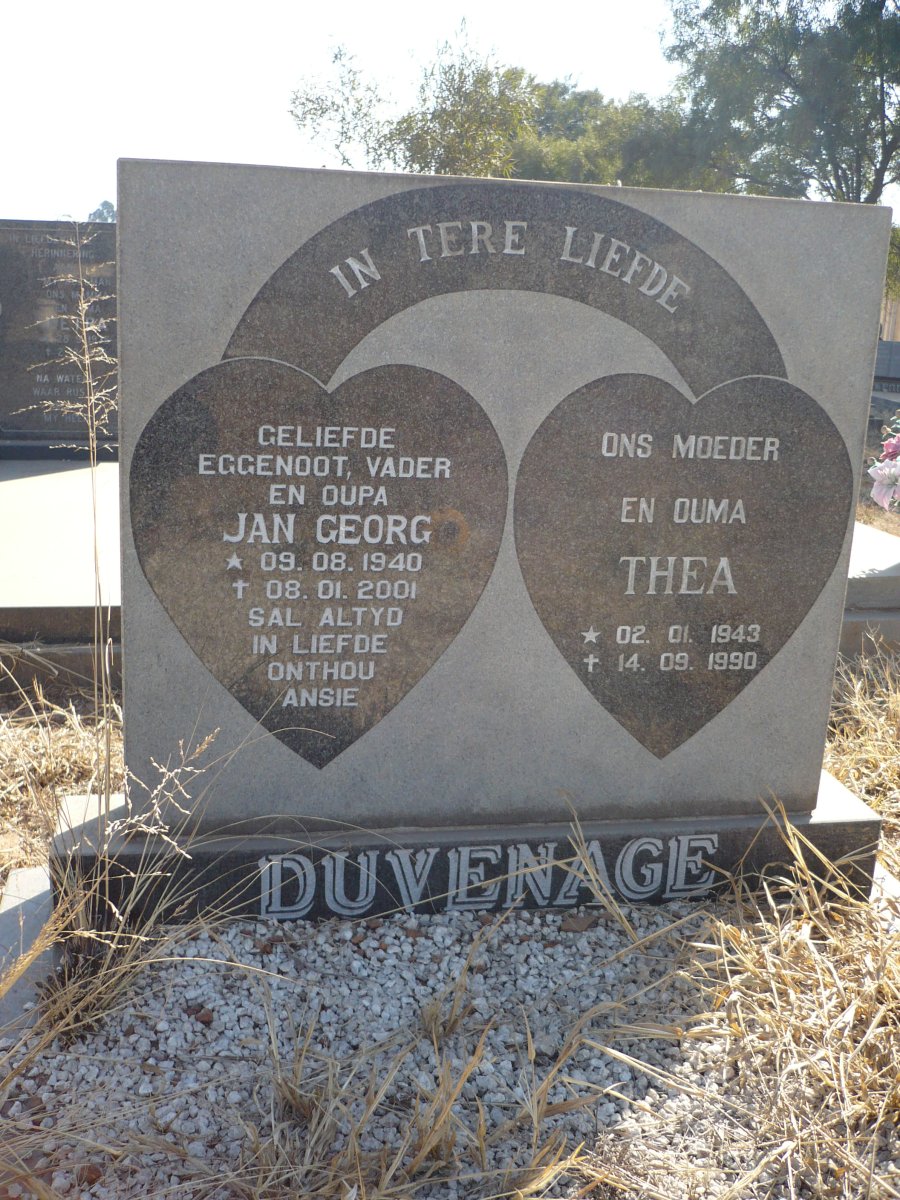 DUVENAGE Jan Georg 1940-2001 &amp; Thea 1943-1990