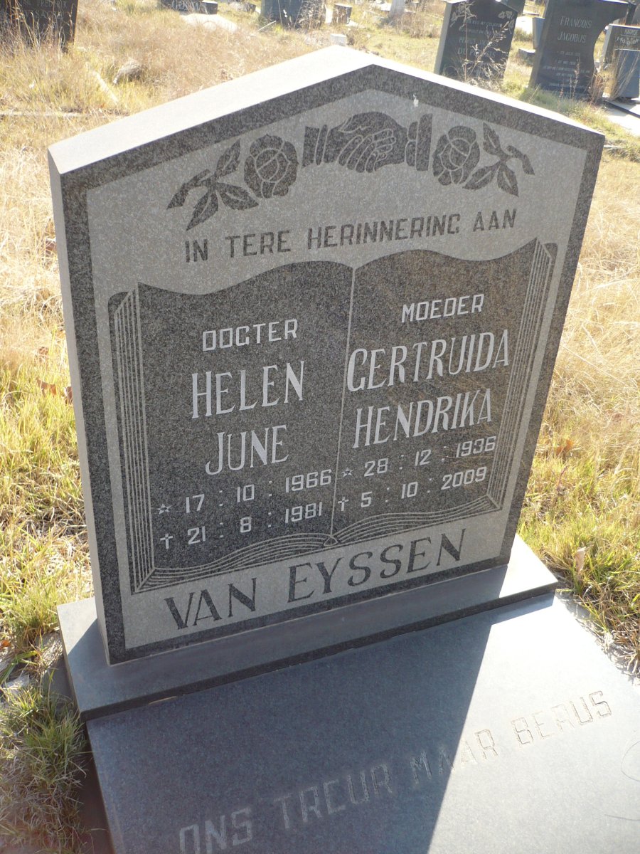 EYSSEN Gertruida Hendrika, van 1936-2009 :: VAN EYSSEN Helen June 1966-1981