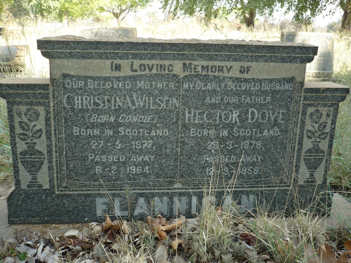 FLANNIGAN Hector Dove 1878-1958 &amp; Christina Wilson CONDIE 1877-1964