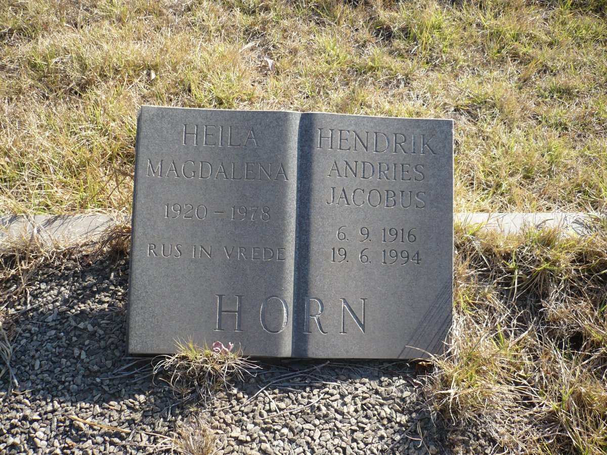 HORN Hendrik Andries Jacobus 1916-1994 &amp; Heila Magdalena 1920-1978