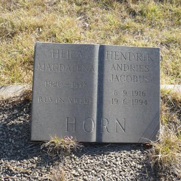 HORN Hendrik Andries Jacobus 1916-1994 &amp; Heila Magdalena 1920-1978