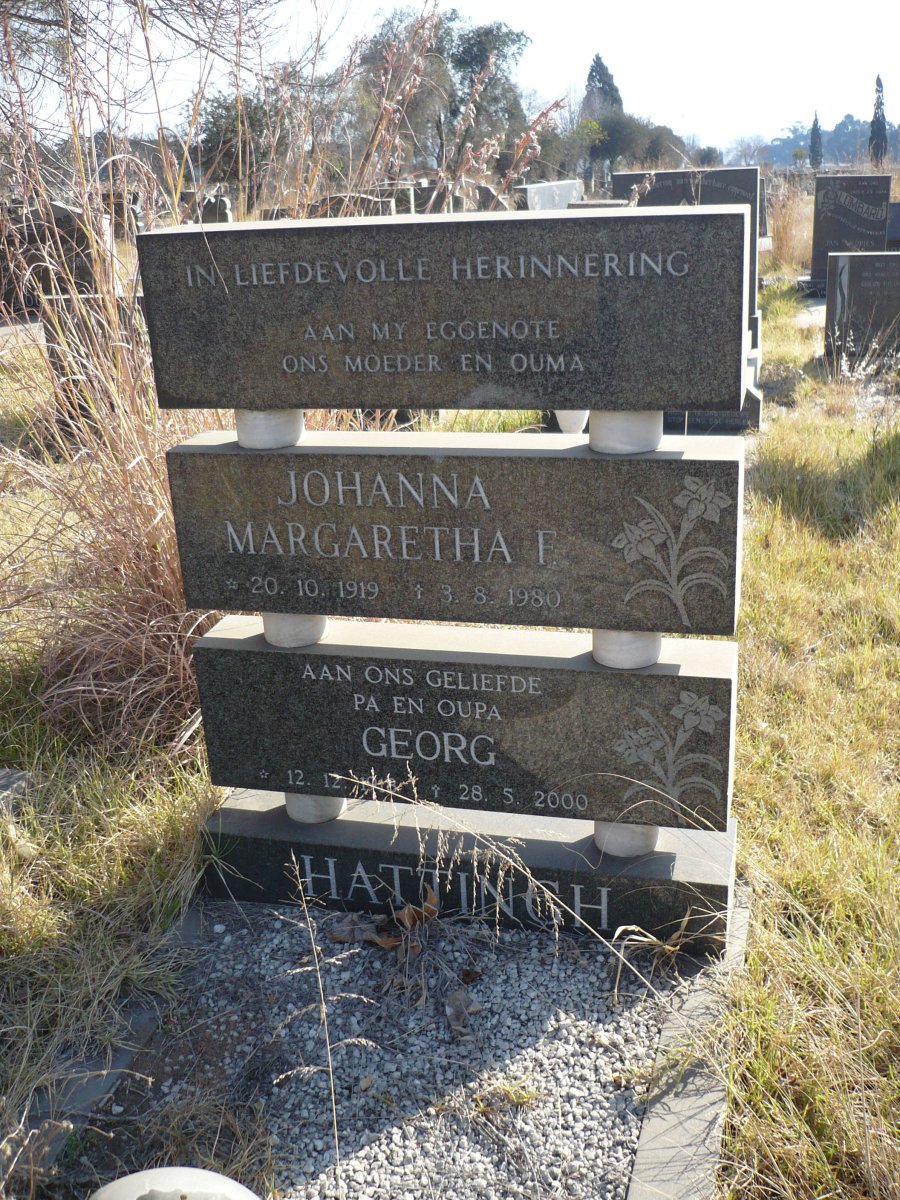 HATTINGH Georg 1918-2000 &amp; Johanna Margaretha T. 1919-1980