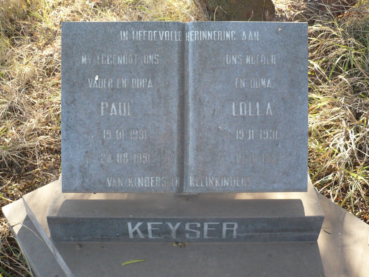 KEYSER Paul 1931-1991 &amp; Lolla 1931-