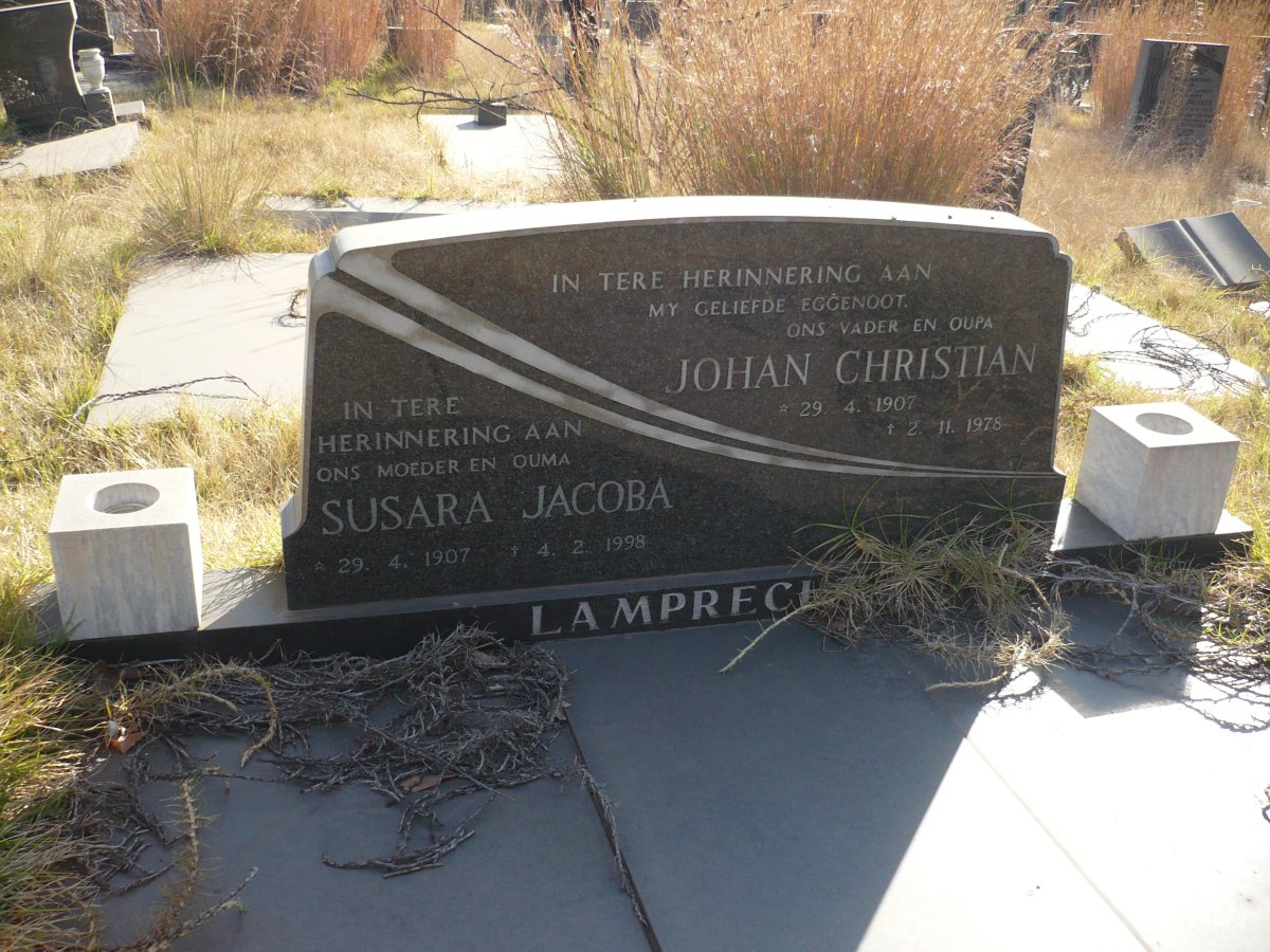 LAMPRECHT Johan Christian 1907-1978 &amp; Susara Jacoba 1907-1998