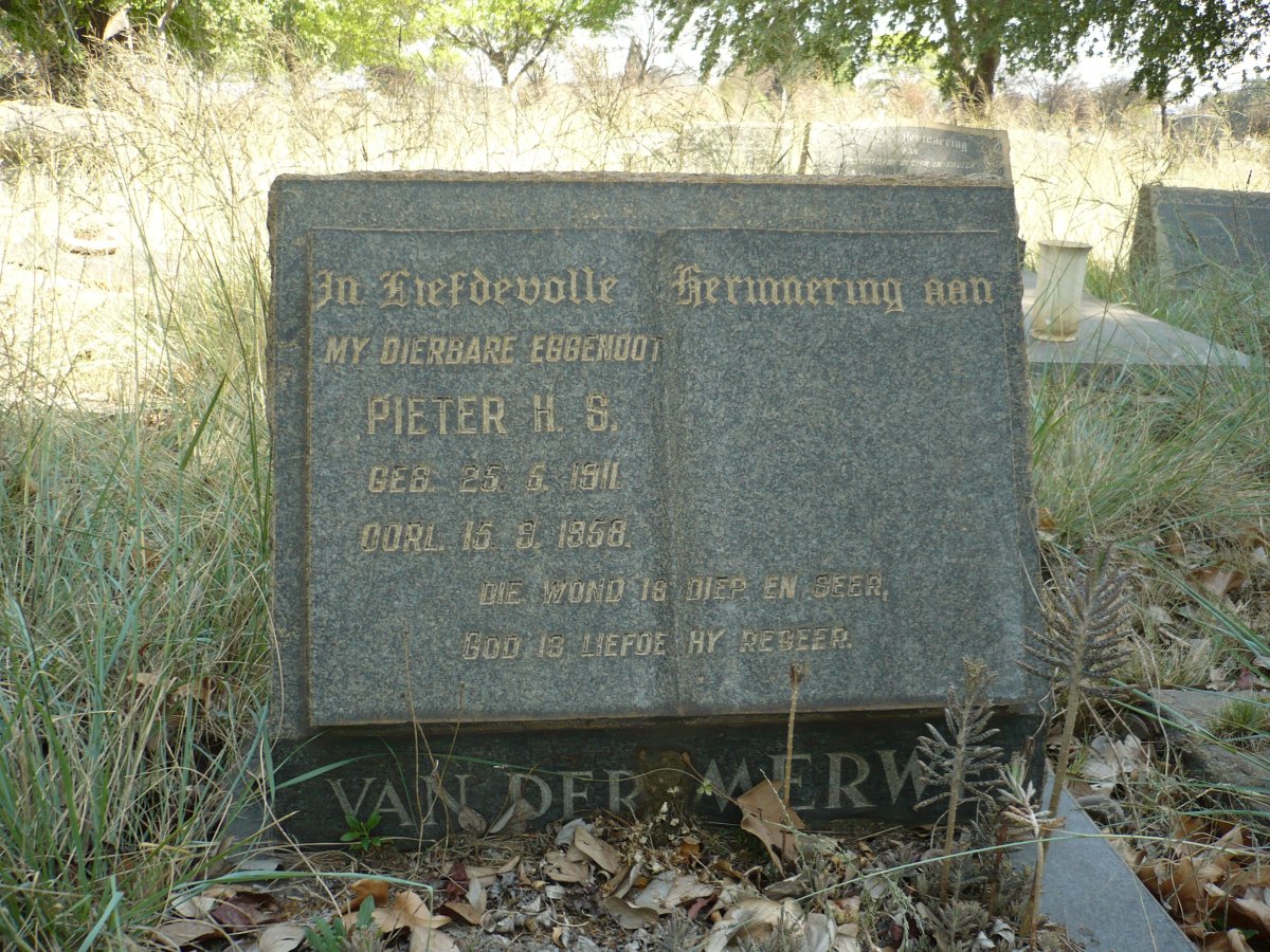 MERWE Pieter H.S., van der 1911-1958