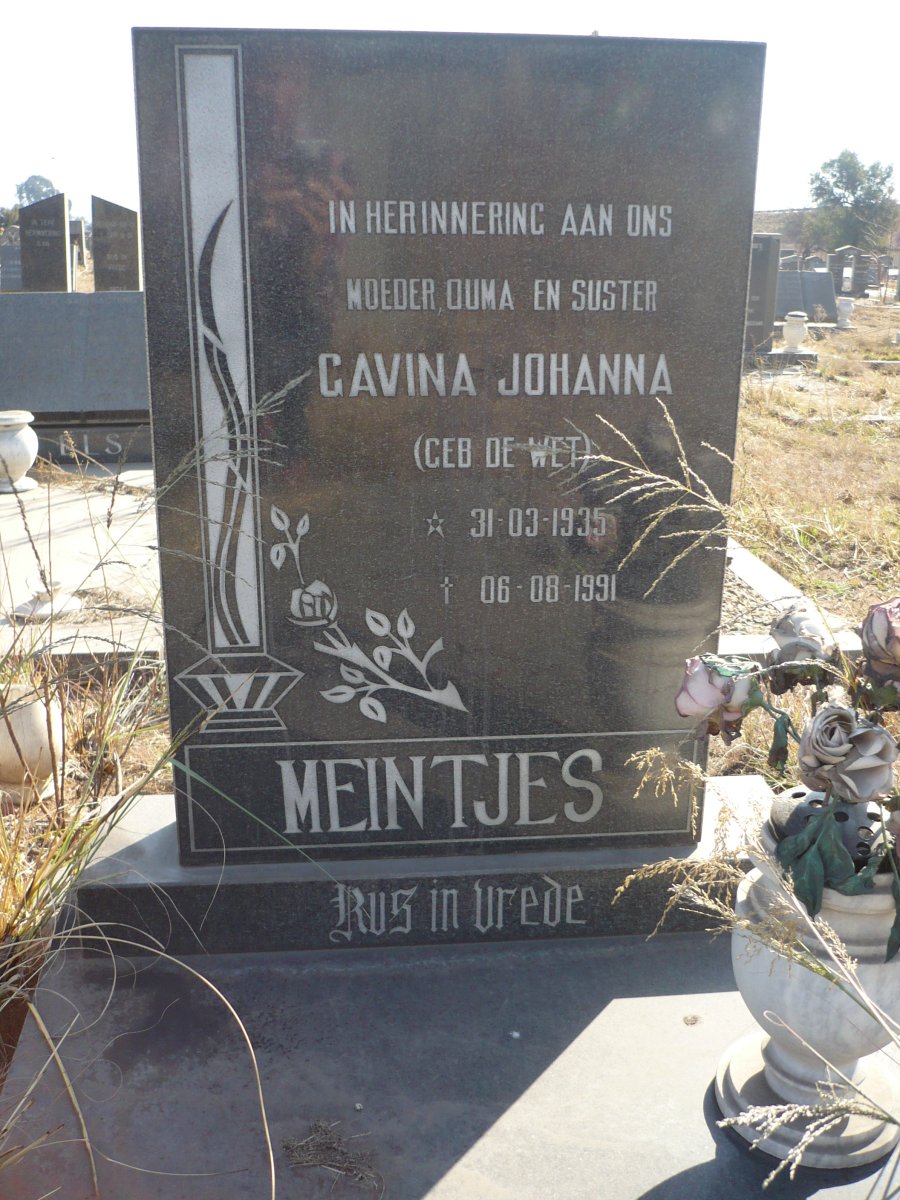 MEINTJES Cavina Johanna nee DE WET 1935-1991