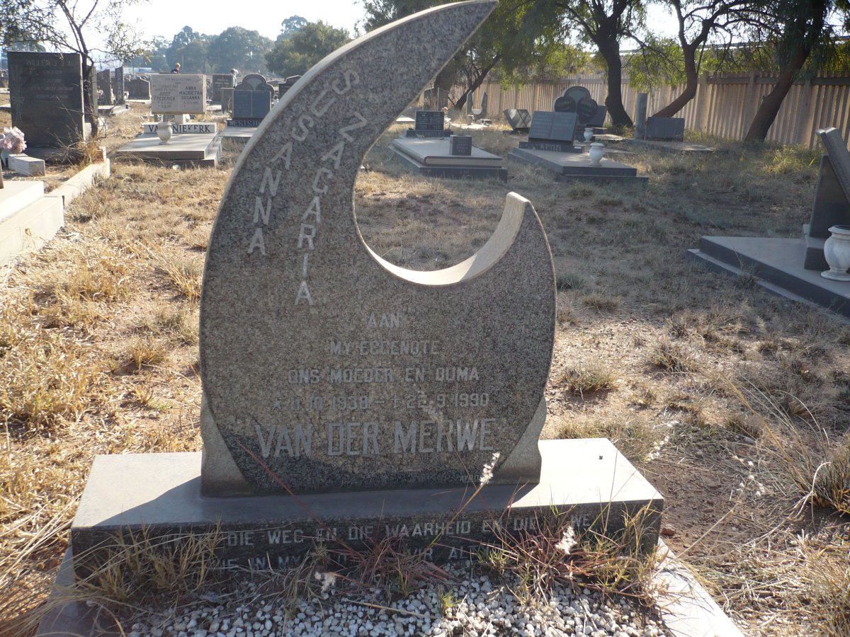 MERWE Susanna Zacharia, van der 1938-1990