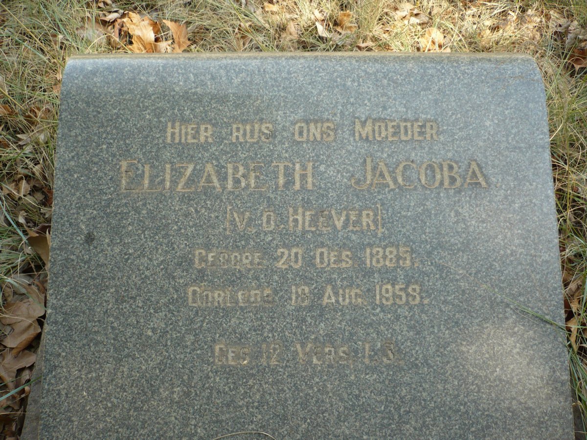 MüLLER Elizabeth Jacoba nee V.D. HEEVER 1885-1958