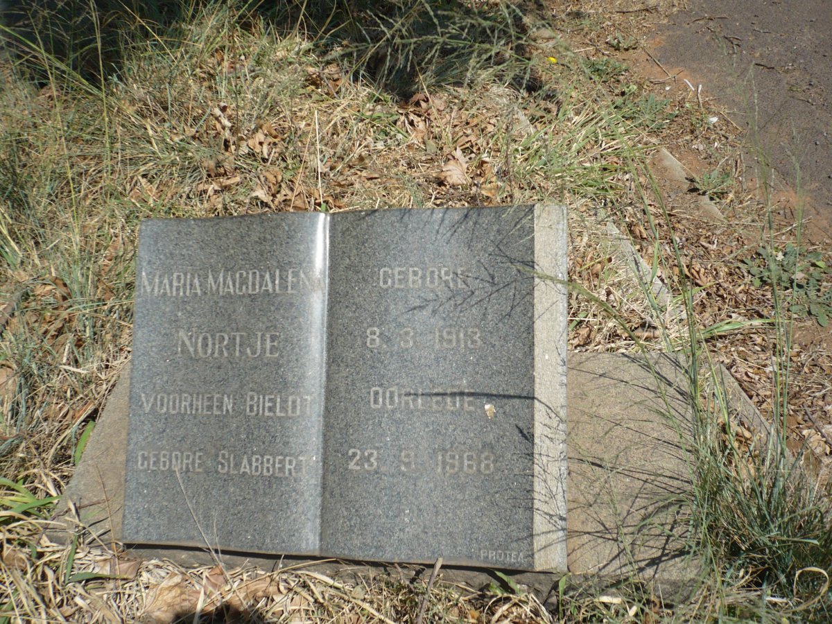 NORTJE Marie Magdalena previously BIELOT nee SLABBERT 1913-1968