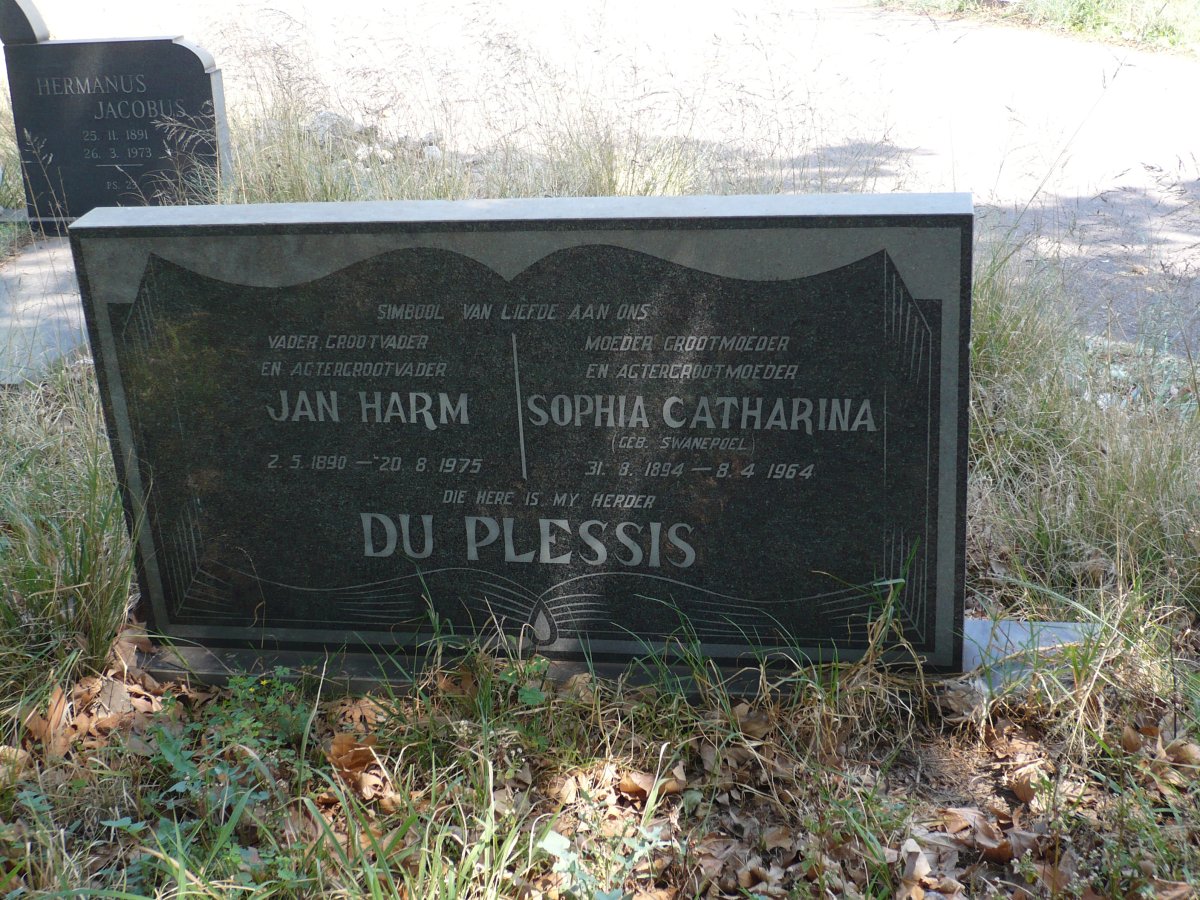 PLESSIS Jan Harm, du 1890-1975 &amp; Sophia Catharina SWANEPOEL 1894-1964