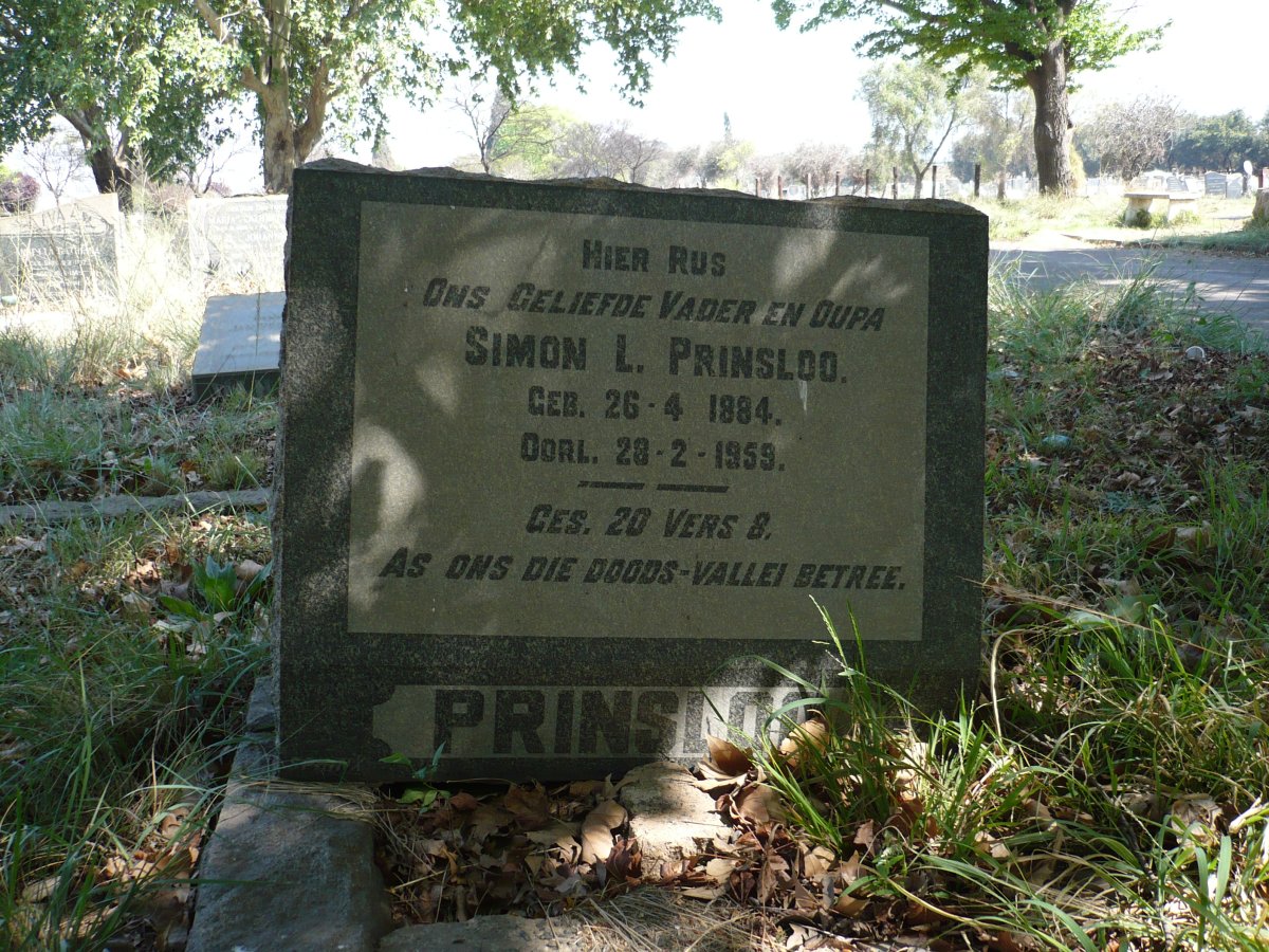 PRINSLOO Simon L. 1884-1959