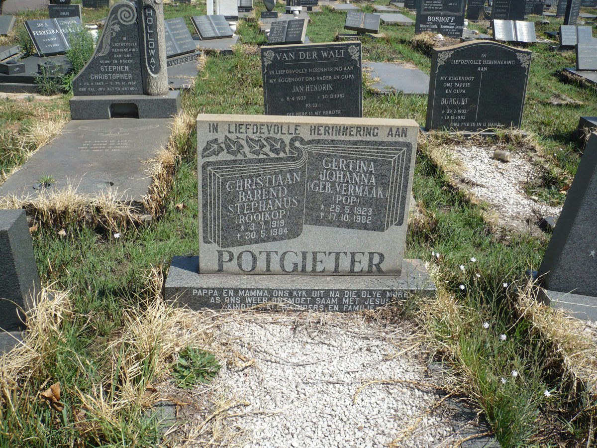 POTGIETER Christiaan Barend Stephanus 1919-1984 &amp; Gertina Johanna VERMAAK 1923-1982