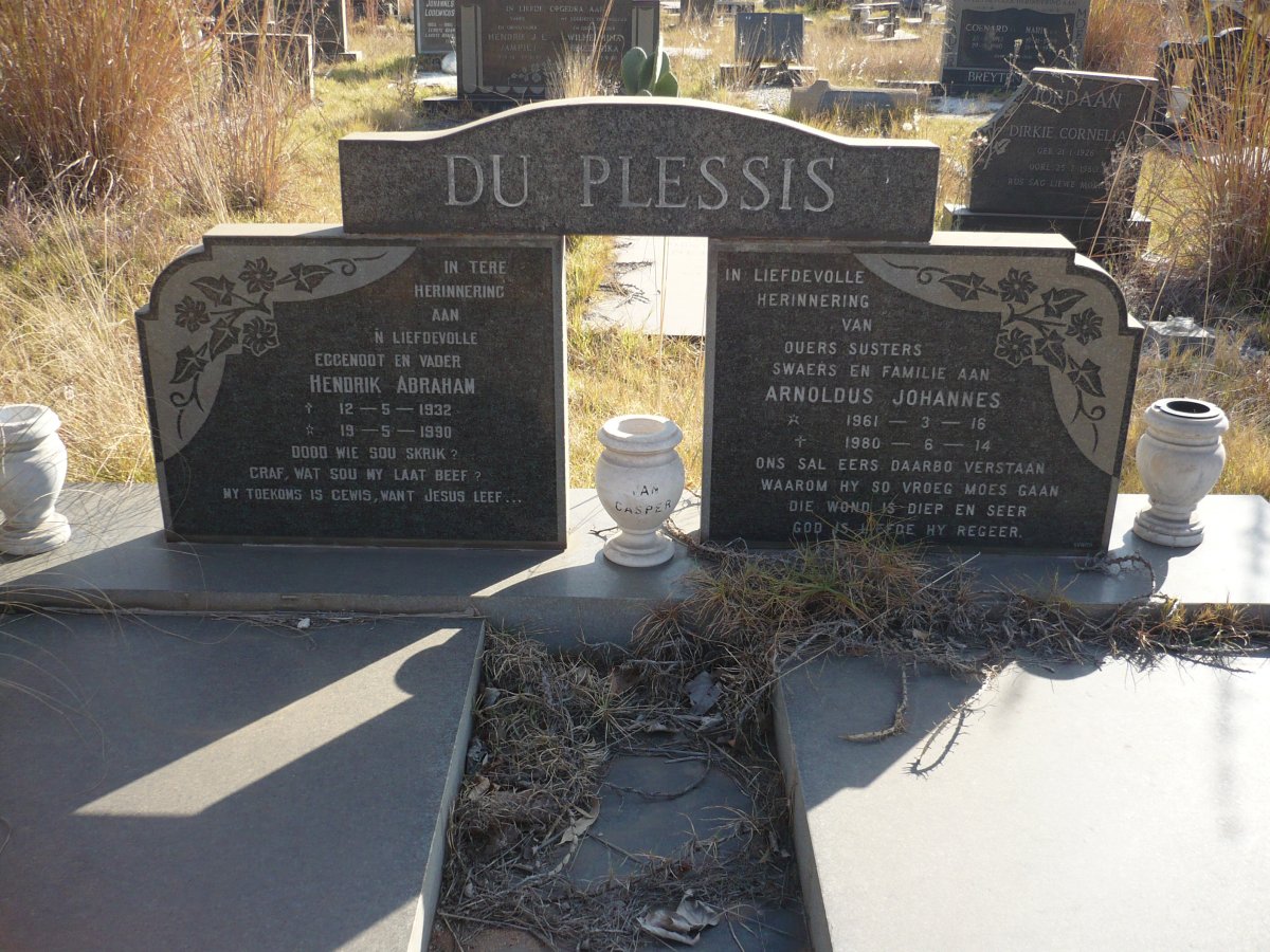 PLESSIS Hendrik Abraham, du 1932-1990 :: DU PLESSIS Arnoldus Johannes 1961-1980