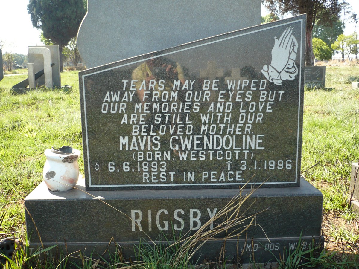 RIGSBY Mavis Gwendoline nee WESTCOTT 1893-1996
