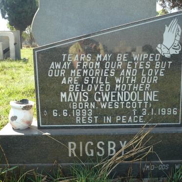 RIGSBY Mavis Gwendoline nee WESTCOTT 1893-1996