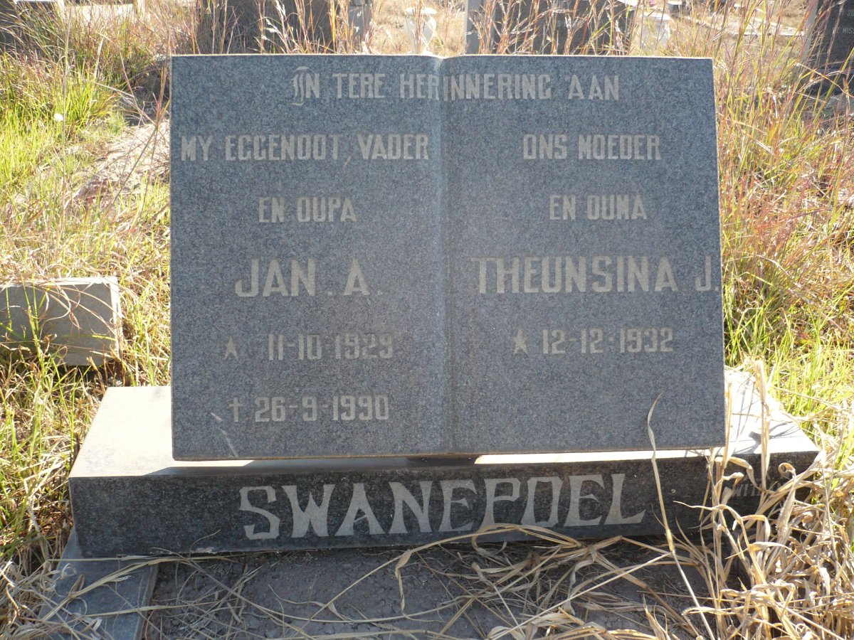 SWANEPOEL Jan A. 1929-1990 &amp; Theunsina J. 1932-