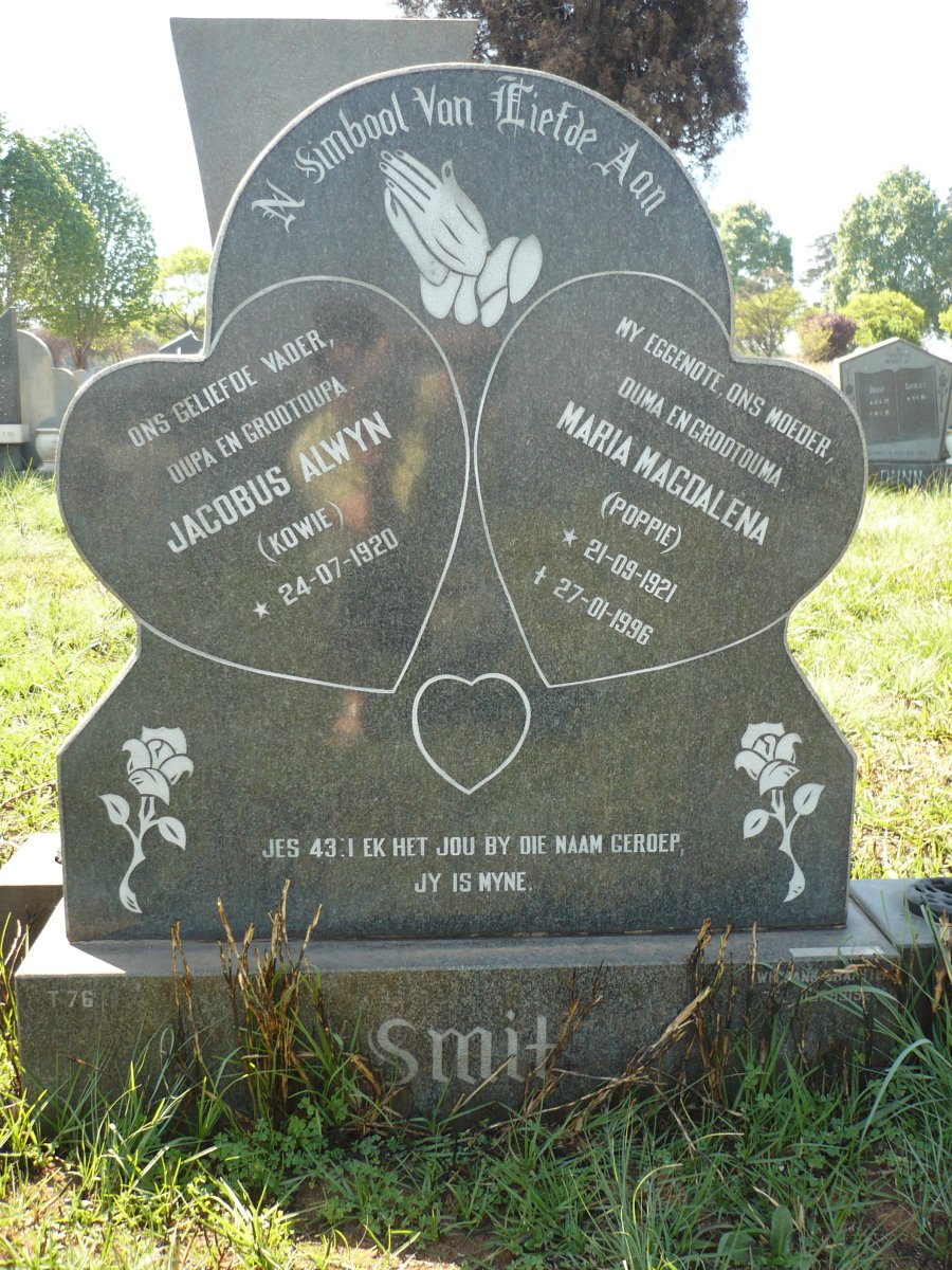 SMIT Jacobus Alwyn 1920- &amp; Maria Magdalena 1921-1996