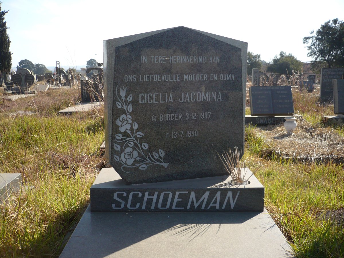 SCHOEMAN Cicelia Jacomina nee BURGER 1907-1990