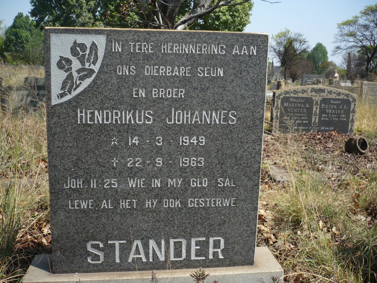 STANDER Hendrikus Johannes 1949-1963