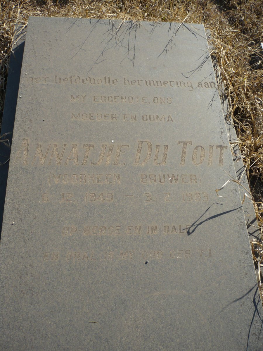 TOIT Annatjie, du previously BRUWER 1940-1983