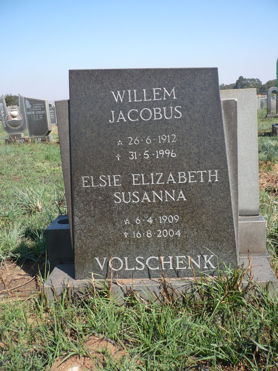 VOLSCHENK Willem Jacobus 1912-1996 &amp; Elsie Elizabeth Susanna 1909-2004