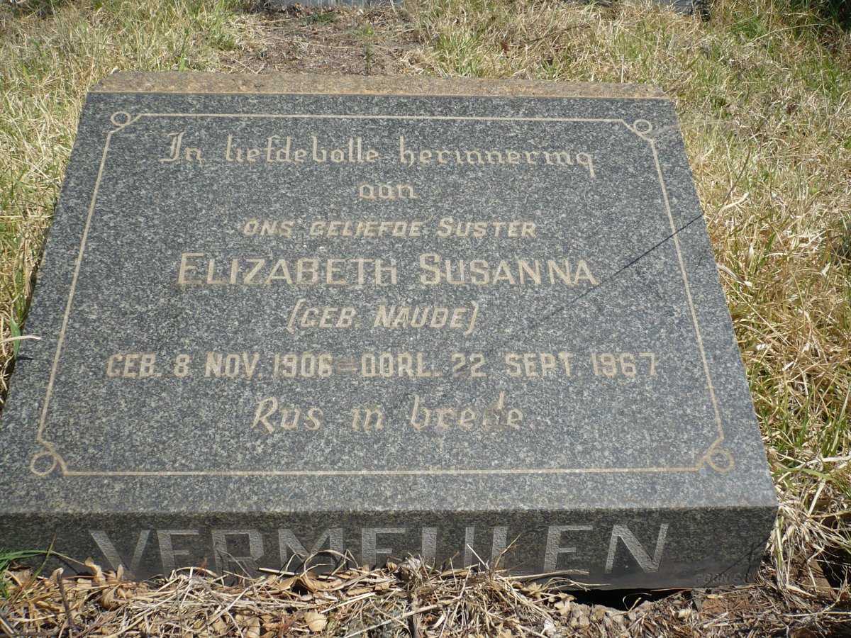 VERMEULEN Elizabeth Susanna nee NAUDE 1906-1967