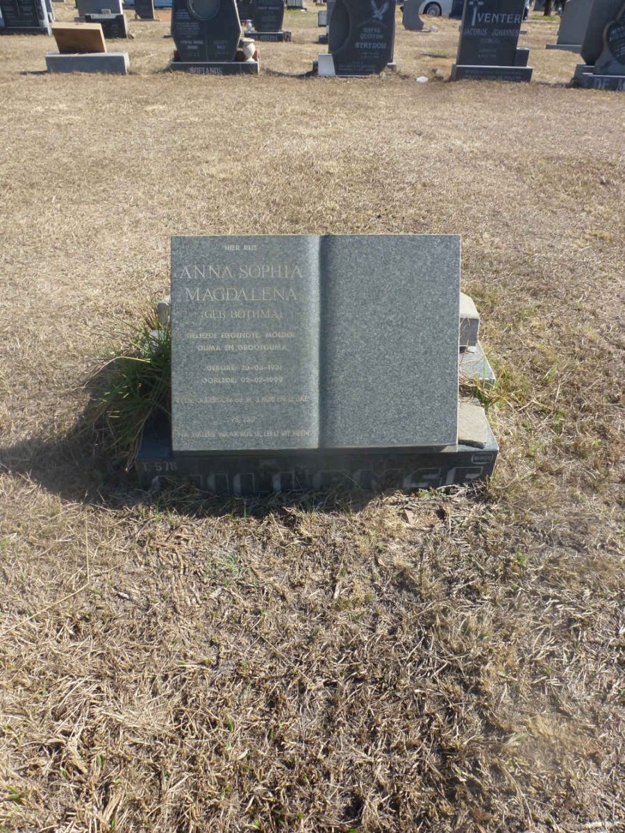 WILLEMSE Anna Sophia Magdalena nee BOTHMA 1931-1999