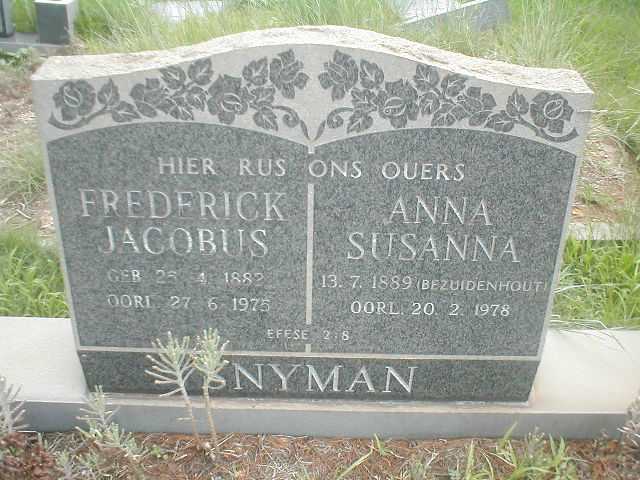 SNYMAN Frederick Jacobus 1882-1975 &amp; Anna Susanna BEZUIDENHOUD 1889 -1978