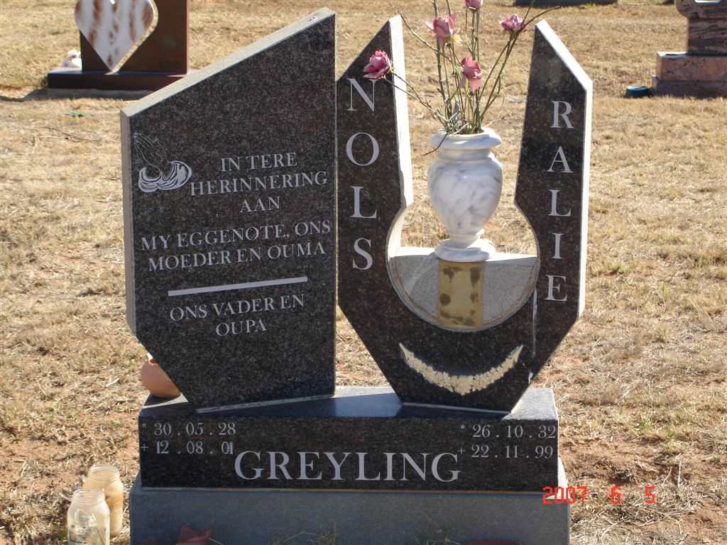 GREYLING Nols 1928-2001 &amp; Ralie 1932-1999