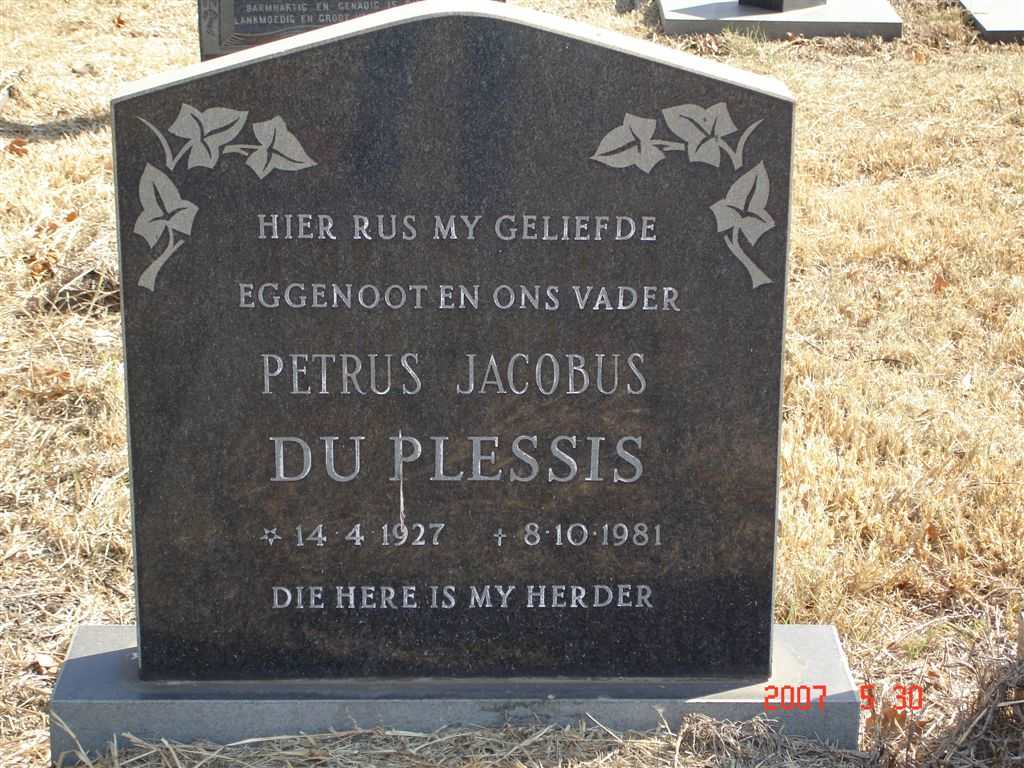 PLESSIS Petrus Jacobus, du 1927-1981