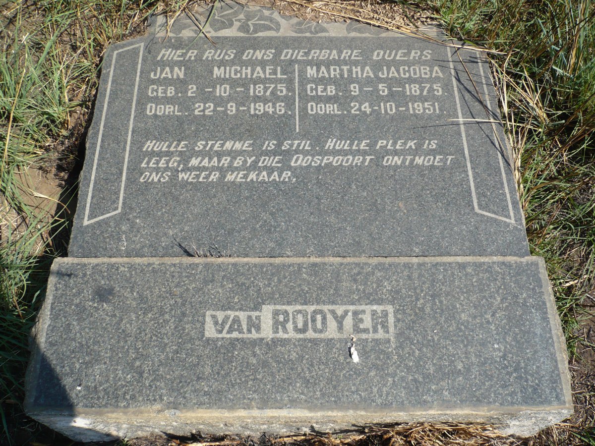 ROOYEN Jan Michael, van 1875-1946 &amp; Martha Jacoba 1875-1951