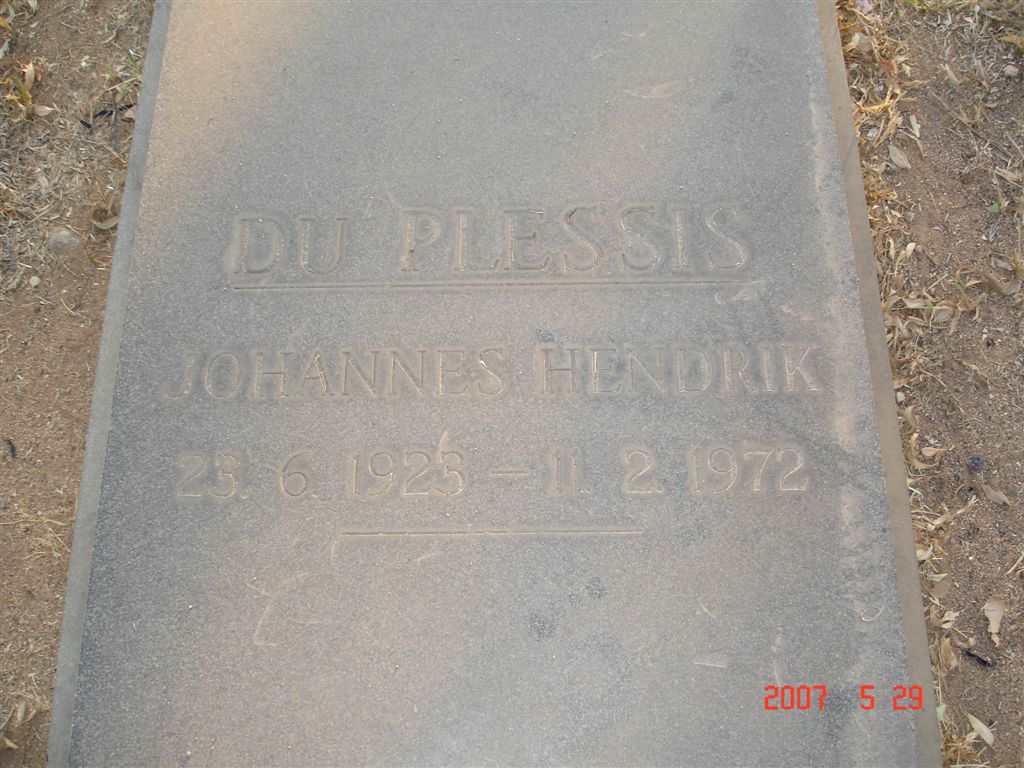 PLESSIS Johannes Hendrik, du 1923-1972