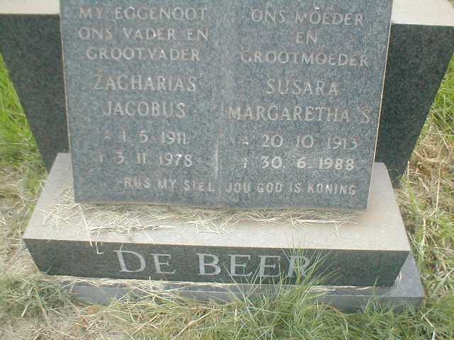 BEER Zacharias Jacobus, de 1911-1978 &amp; Susara Margaretha S. 1913-1988