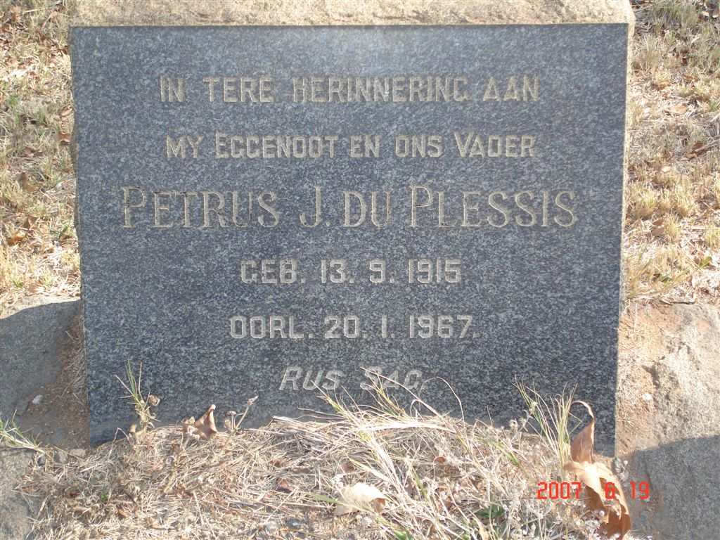 PLESSIS Petrus J., du 1915-1967