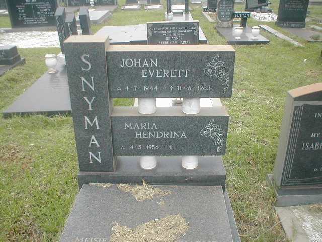 SNYMAN Johan Everett 1944-1983 &amp; Maria Hendrina 1956-