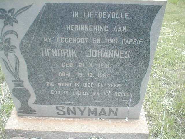 SNYMAN Hendrik Johannes 1916-1964