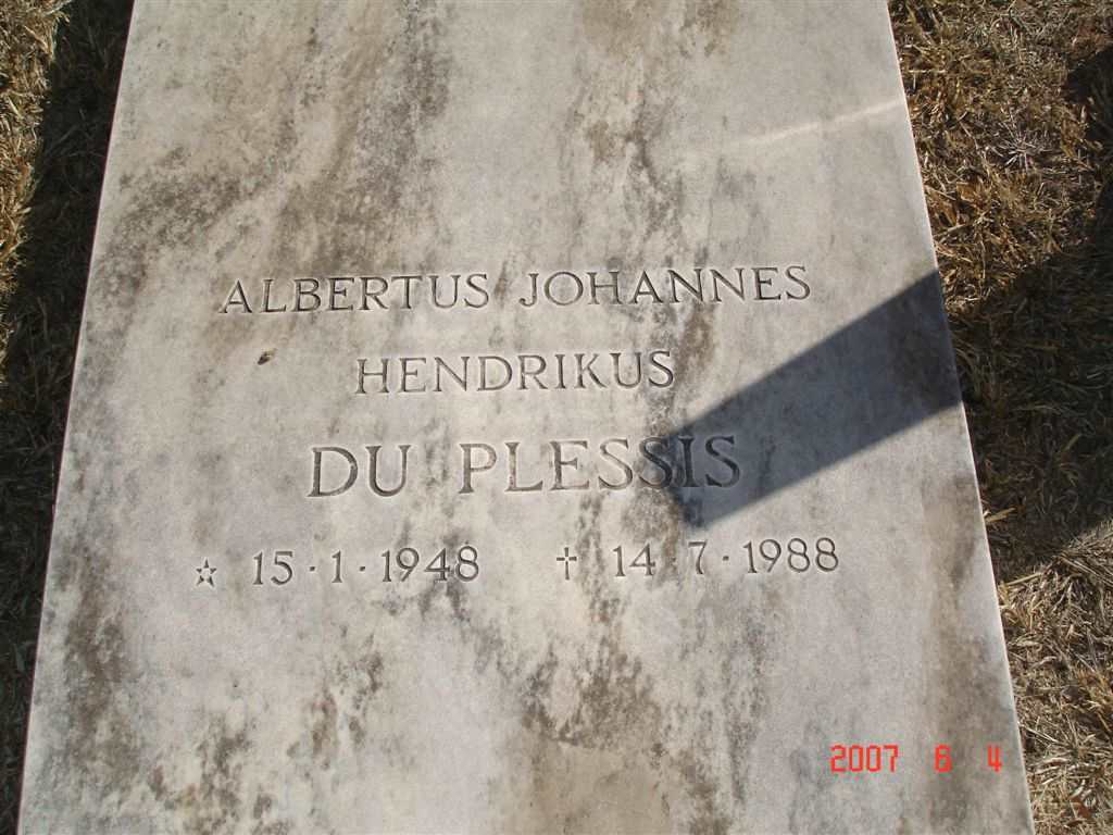 PLESSIS Albertus Johannes Henrikus, du 1948-1988