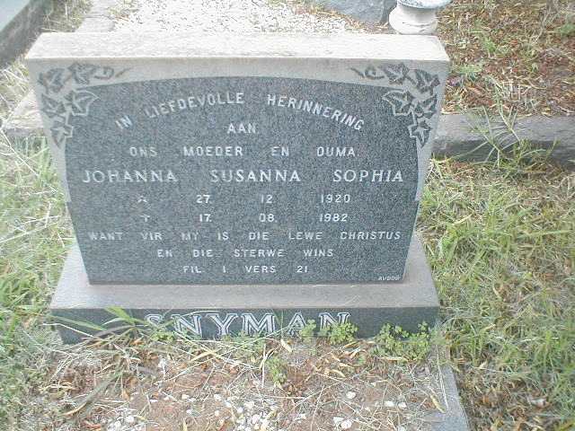 SNYMAN Johanna Susanna Sophia 1920-1982