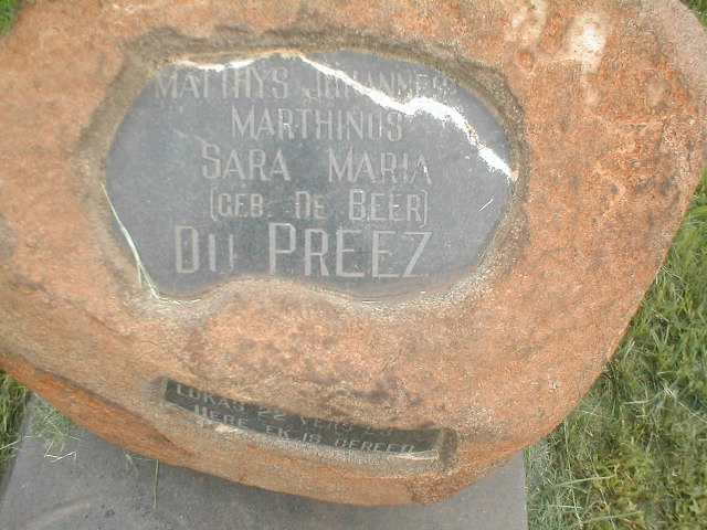 PREEZ Matthys Johannes Marthinus, du  &amp; Sara Maria DE BEER
