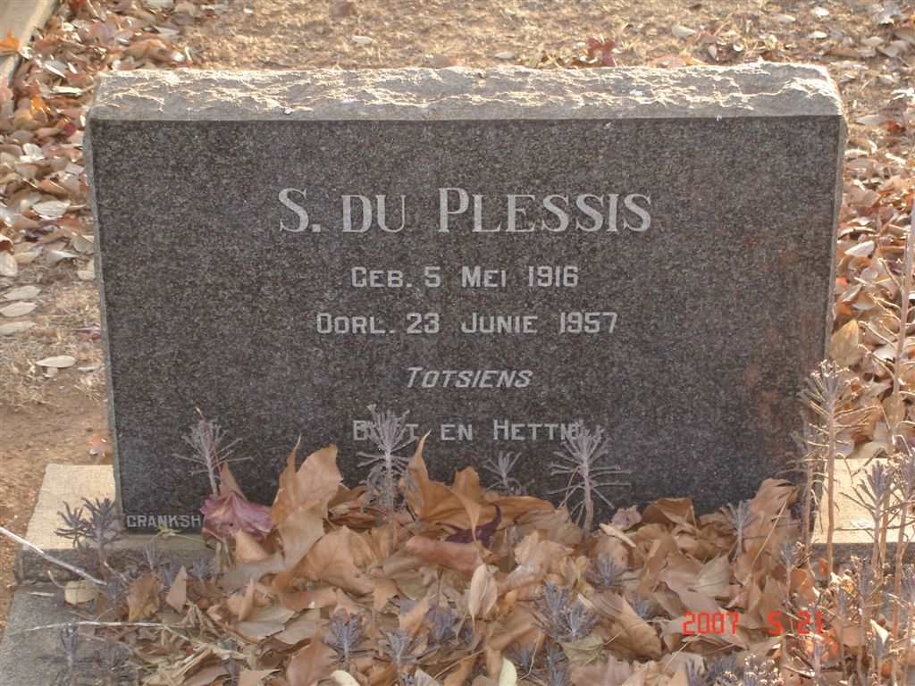 PLESSIS S., du 1916-1957